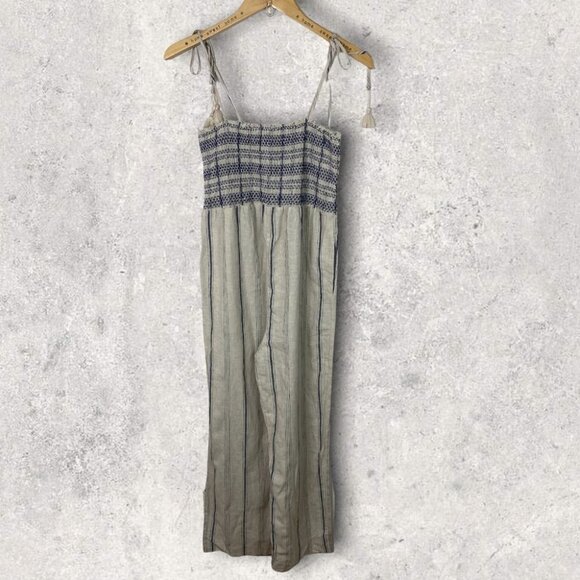 NWT Madewell Smocked Linen Jumpsuit Pockets 2020 New With Tags Size Small Boho S - Picture 15 of 16